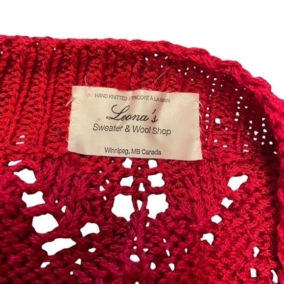 Stunning Red Crochet/Knit Handmade Sweater - Size Medium - Picture 8 of 9